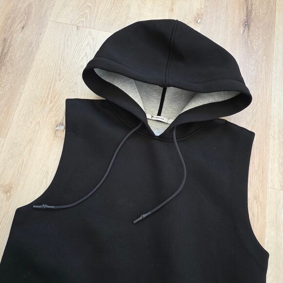 T by Alexander Wang Black Hooded Sweatshirt Dress sz Medium Athleisure Basic - Picture 5 of 7